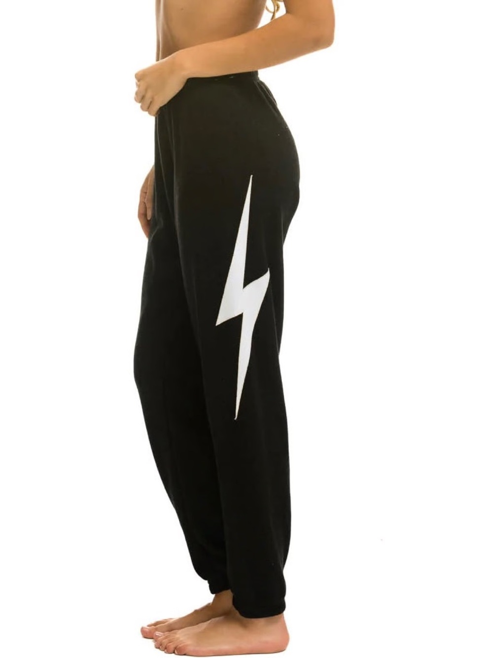 S Aviator Nation Black Lightning Bolt Jogger Pants